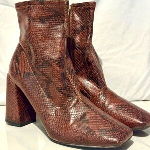 Vintage Franco Sarto Snakeskin Brown Mid Calf Boots